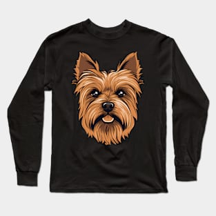 Australian Terrier Face Cute Cartoon Puppy Dog Lover Long Sleeve T-Shirt